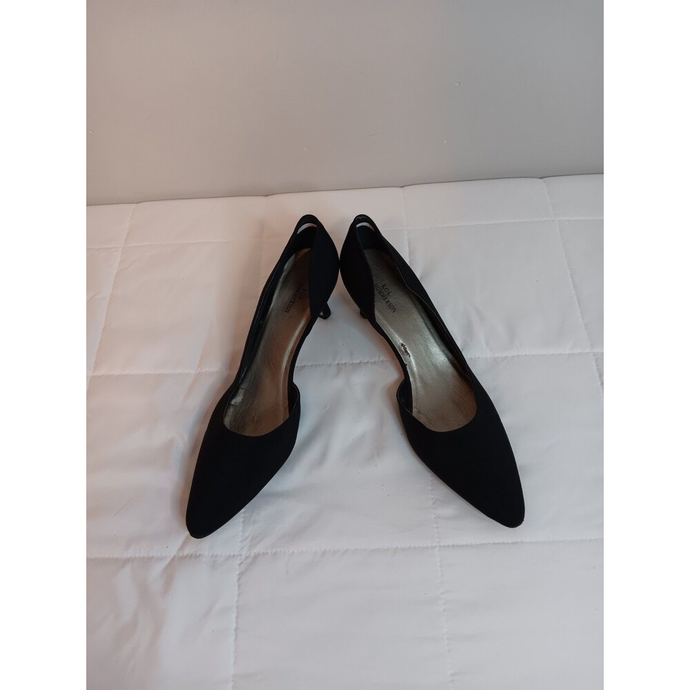Ross Hommerson Black Heels Fabric Upper Leather Soles Sz 10 Formal Dressy